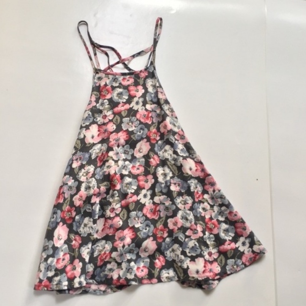 ☀️Hollister Gray Pink Floral Print Tank Top XS